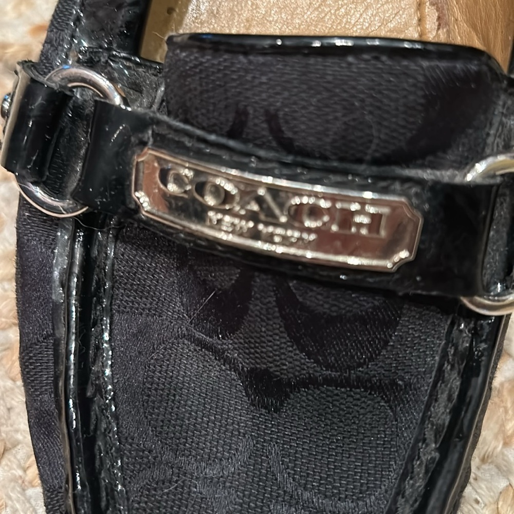 Coach Black Suede Loafers with Metal Accent - Picture 2 of 7